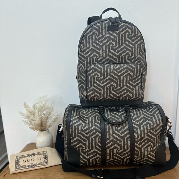 GG Supreme Monogram Caleido Backpack & Duffle Set Black - Picture 1 of 15